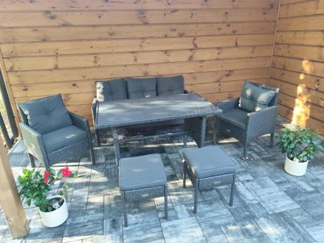 Zestaw mebli ogrodowych z technorattanu z sofą 140cm i fotelami Torino Dining antracyt