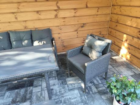 Zestaw mebli ogrodowych z technorattanu z sofą 140cm i fotelami Torino Dining antracyt
