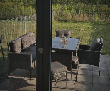 Zestaw mebli ogrodowych z technorattanu z sofą 140cm i fotelami Torino Dining antracyt