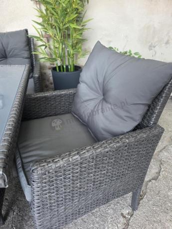 Zestaw mebli ogrodowych z technorattanu z sofą 140cm i fotelami Torino Dining antracyt