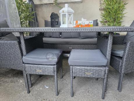 Zestaw mebli ogrodowych z technorattanu z sofą 140cm i fotelami Torino Dining antracyt