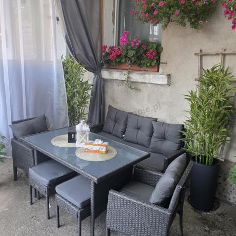 Zestaw mebli ogrodowych z technorattanu z sofą 140cm i fotelami Torino Dining antracyt