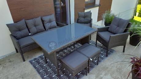 Zestaw mebli ogrodowych z technorattanu z sofą 140cm i fotelami Torino Dining antracyt