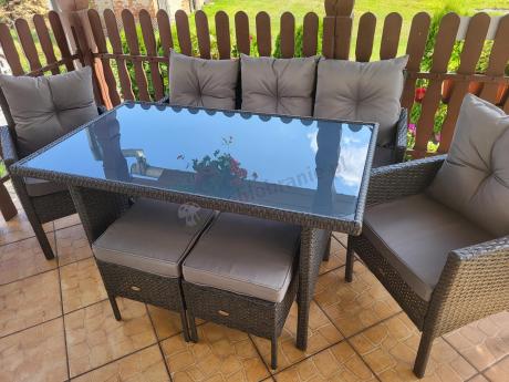 Zestaw mebli ogrodowych z technorattanu z sofą 140cm i fotelami Torino Dining antracyt