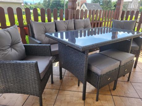 Zestaw mebli ogrodowych z technorattanu z sofą 140cm i fotelami Torino Dining antracyt