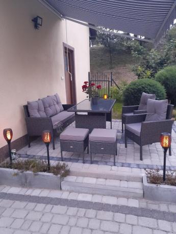 Zestaw mebli ogrodowych z technorattanu z sofą 140cm i fotelami Torino Dining antracyt