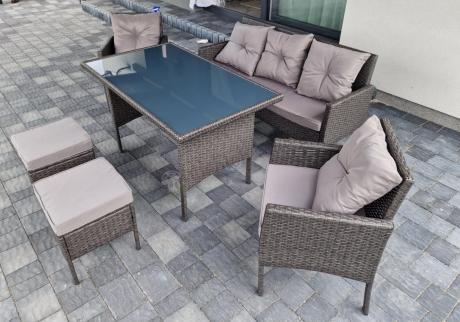 Zestaw mebli ogrodowych z technorattanu z sofą 140cm i fotelami Torino Dining antracyt