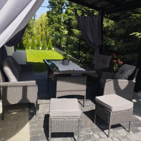 Zestaw mebli ogrodowych z technorattanu z sofą 140cm i fotelami Torino Dining antracyt
