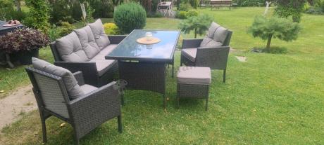 Zestaw mebli ogrodowych z technorattanu z sofą 140cm i fotelami Torino Dining antracyt