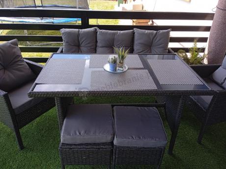 Zestaw mebli ogrodowych z technorattanu z sofą 140cm i fotelami Torino Dining antracyt