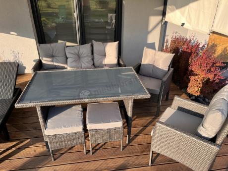 Zestaw mebli ogrodowych z technorattanu z sofą 140cm i fotelami Torino Dining antracyt