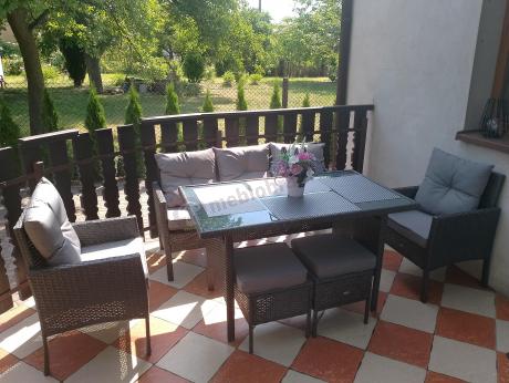 Zestaw mebli ogrodowych z technorattanu z sofą 140cm i fotelami Torino Dining antracyt