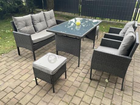 Zestaw mebli ogrodowych z technorattanu z sofą 140cm i fotelami Torino Dining antracyt