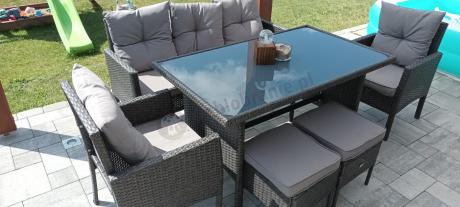Zestaw mebli ogrodowych z technorattanu z sofą 140cm i fotelami Torino Dining antracyt