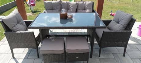 Zestaw mebli ogrodowych z technorattanu z sofą 140cm i fotelami Torino Dining antracyt