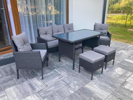 Zestaw mebli ogrodowych z technorattanu z sofą 140cm i fotelami Torino Dining antracyt