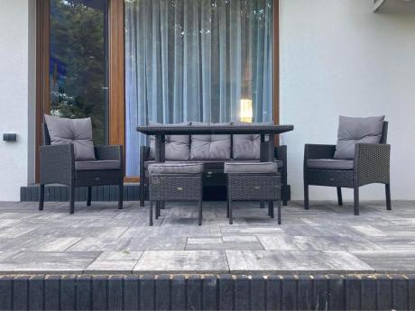 Zestaw mebli ogrodowych z technorattanu z sofą 140cm i fotelami Torino Dining antracyt