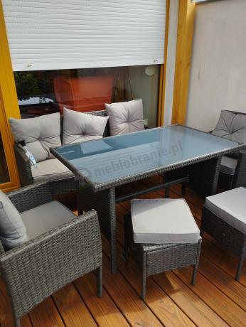 Zestaw mebli ogrodowych z technorattanu z sofą 140cm i fotelami Torino Dining antracyt