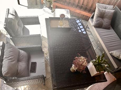 Zestaw mebli ogrodowych z technorattanu z sofą 140cm i fotelami Torino Dining antracyt