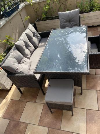 Zestaw mebli ogrodowych z technorattanu z sofą 140cm i fotelami Torino Dining antracyt