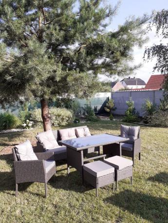 Zestaw mebli ogrodowych z technorattanu z sofą 140cm i fotelami Torino Dining antracyt