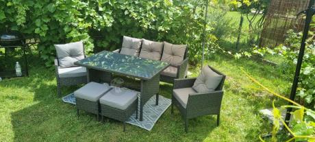 Zestaw mebli ogrodowych z technorattanu z sofą 140cm i fotelami Torino Dining antracyt