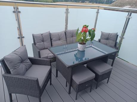 Zestaw mebli ogrodowych z technorattanu z sofą 140cm i fotelami Torino Dining antracyt