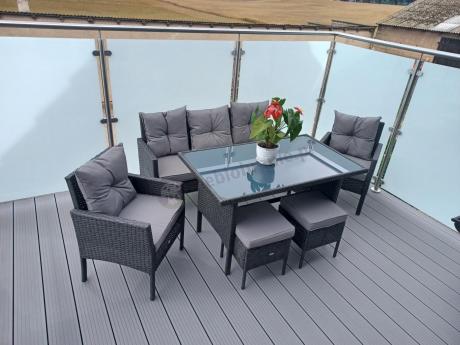 Zestaw mebli ogrodowych z technorattanu z sofą 140cm i fotelami Torino Dining antracyt