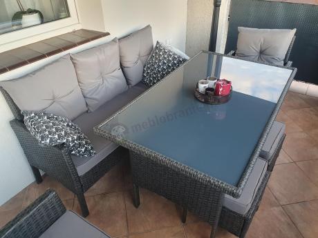 Zestaw mebli ogrodowych z technorattanu z sofą 140cm i fotelami Torino Dining antracyt