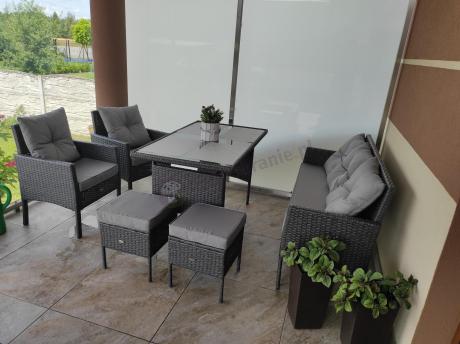 Zestaw mebli ogrodowych z technorattanu z sofą 140cm i fotelami Torino Dining antracyt