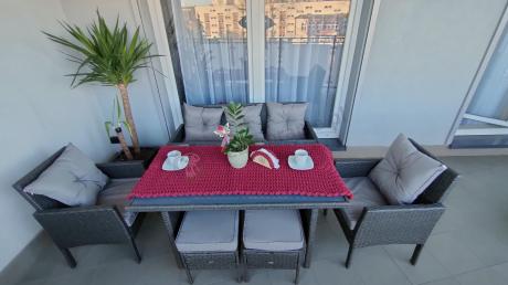 Zestaw mebli ogrodowych z technorattanu z sofą 140cm i fotelami Torino Dining antracyt