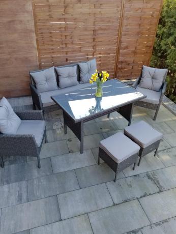 Zestaw mebli ogrodowych z technorattanu z sofą 140cm i fotelami Torino Dining antracyt