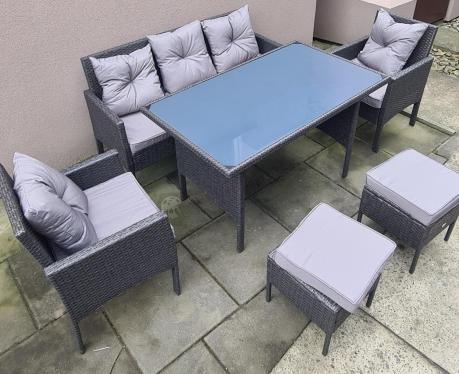 Zestaw mebli ogrodowych z technorattanu z sofą 140cm i fotelami Torino Dining antracyt