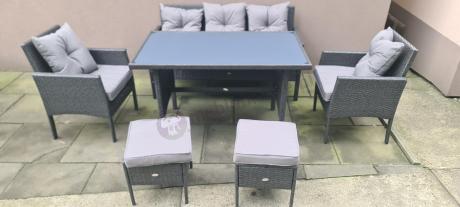 Zestaw mebli ogrodowych z technorattanu z sofą 140cm i fotelami Torino Dining antracyt