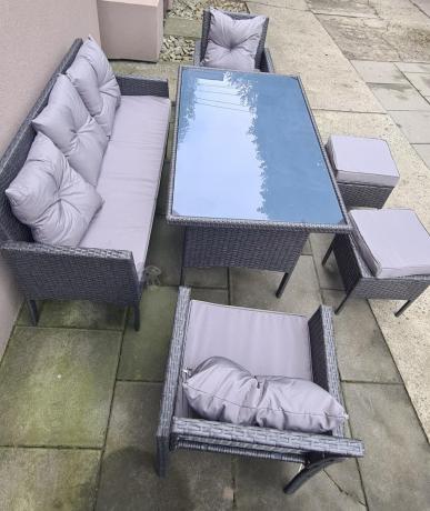 Zestaw mebli ogrodowych z technorattanu z sofą 140cm i fotelami Torino Dining antracyt