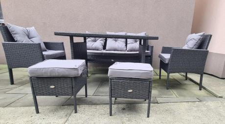 Zestaw mebli ogrodowych z technorattanu z sofą 140cm i fotelami Torino Dining antracyt