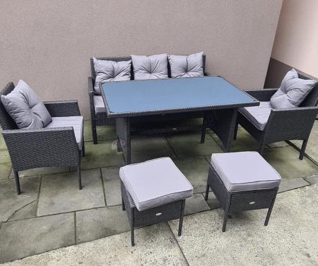 Zestaw mebli ogrodowych z technorattanu z sofą 140cm i fotelami Torino Dining antracyt