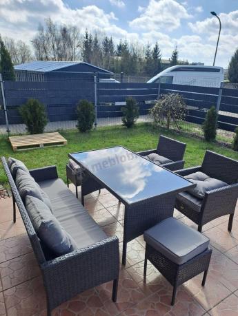 Zestaw mebli ogrodowych z technorattanu z sofą 140cm i fotelami Torino Dining antracyt