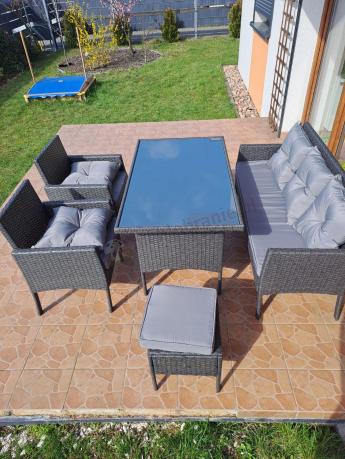 Zestaw mebli ogrodowych z technorattanu z sofą 140cm i fotelami Torino Dining antracyt