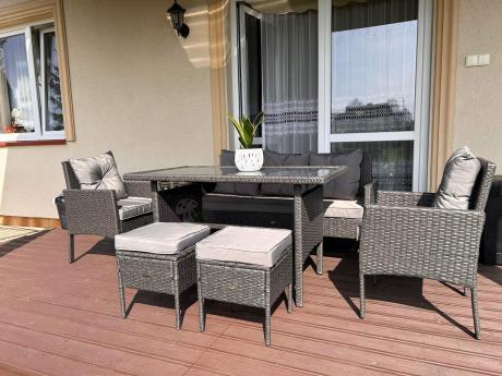 Zestaw mebli ogrodowych z technorattanu z sofą 140cm i fotelami Torino Dining antracyt