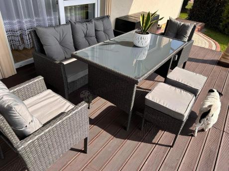 Zestaw mebli ogrodowych z technorattanu z sofą 140cm i fotelami Torino Dining antracyt