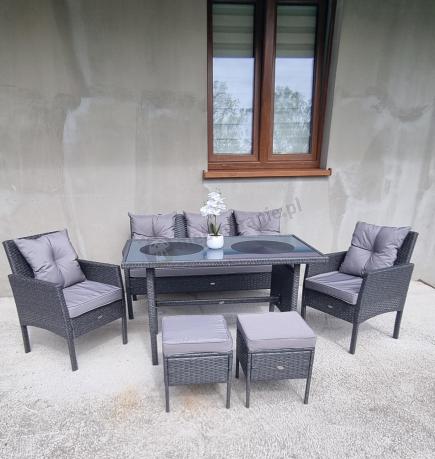 Zestaw mebli ogrodowych z technorattanu z sofą 140cm i fotelami Torino Dining antracyt