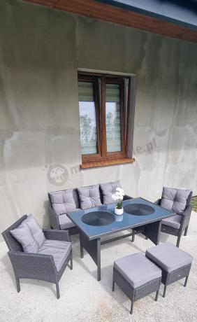 Zestaw mebli ogrodowych z technorattanu z sofą 140cm i fotelami Torino Dining antracyt