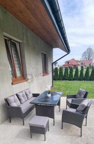 Zestaw mebli ogrodowych z technorattanu z sofą 140cm i fotelami Torino Dining antracyt