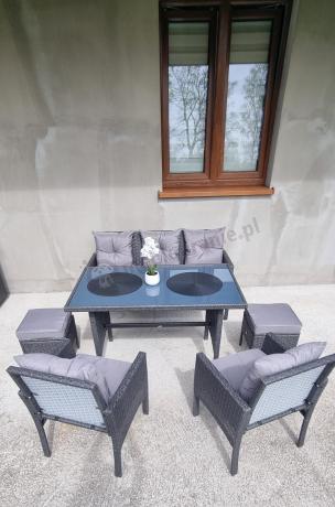 Zestaw mebli ogrodowych z technorattanu z sofą 140cm i fotelami Torino Dining antracyt