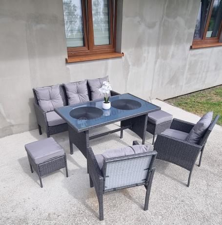 Zestaw mebli ogrodowych z technorattanu z sofą 140cm i fotelami Torino Dining antracyt