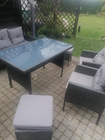 Zestaw mebli ogrodowych z technorattanu z sofą 140cm i fotelami Torino Dining antracyt