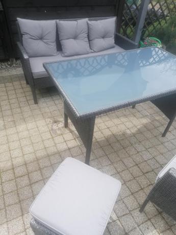 Zestaw mebli ogrodowych z technorattanu z sofą 140cm i fotelami Torino Dining antracyt