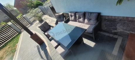 Zestaw mebli ogrodowych z technorattanu z sofą 140cm i fotelami Torino Dining antracyt