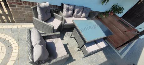Zestaw mebli ogrodowych z technorattanu z sofą 140cm i fotelami Torino Dining antracyt